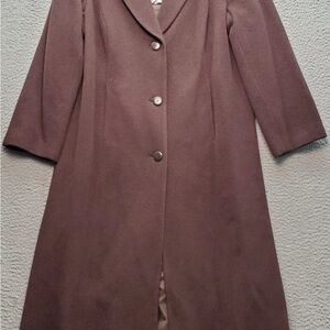 Chadwick's Long Coat Women 14 Brown Wool Classic Fit Long Sleeve Single Breasted